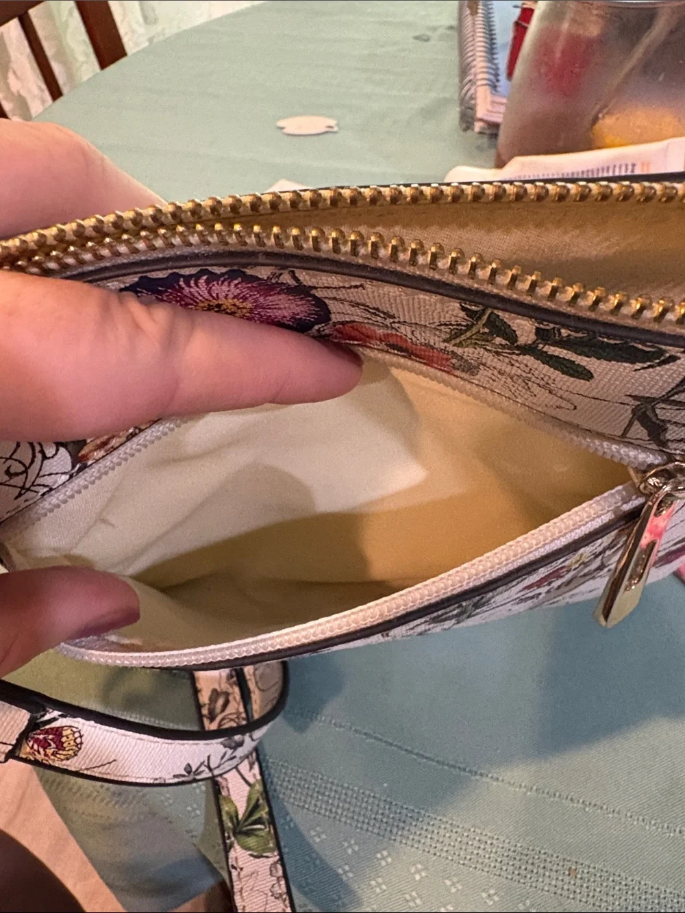 Faux kate spade Floral Print Crossbody in Light Pink and Multicolor